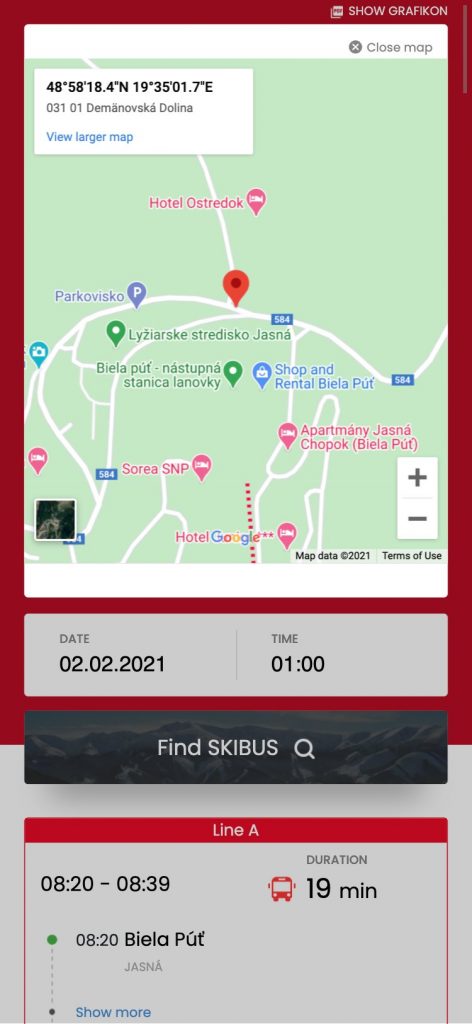 Mobilná aplikácia pre Android a iOS. Sledovanie autobusovej dopravy na Liptove.