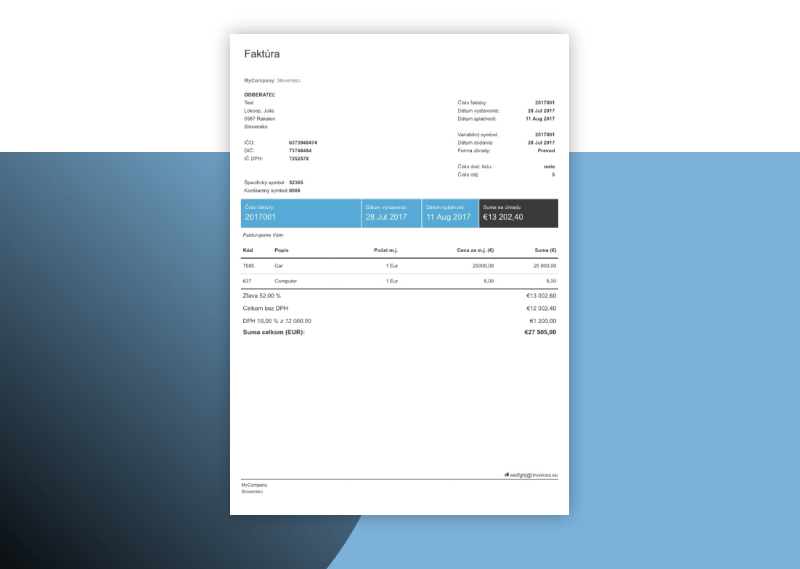 PDF invoices are generated in the background of Android and iOS applications.